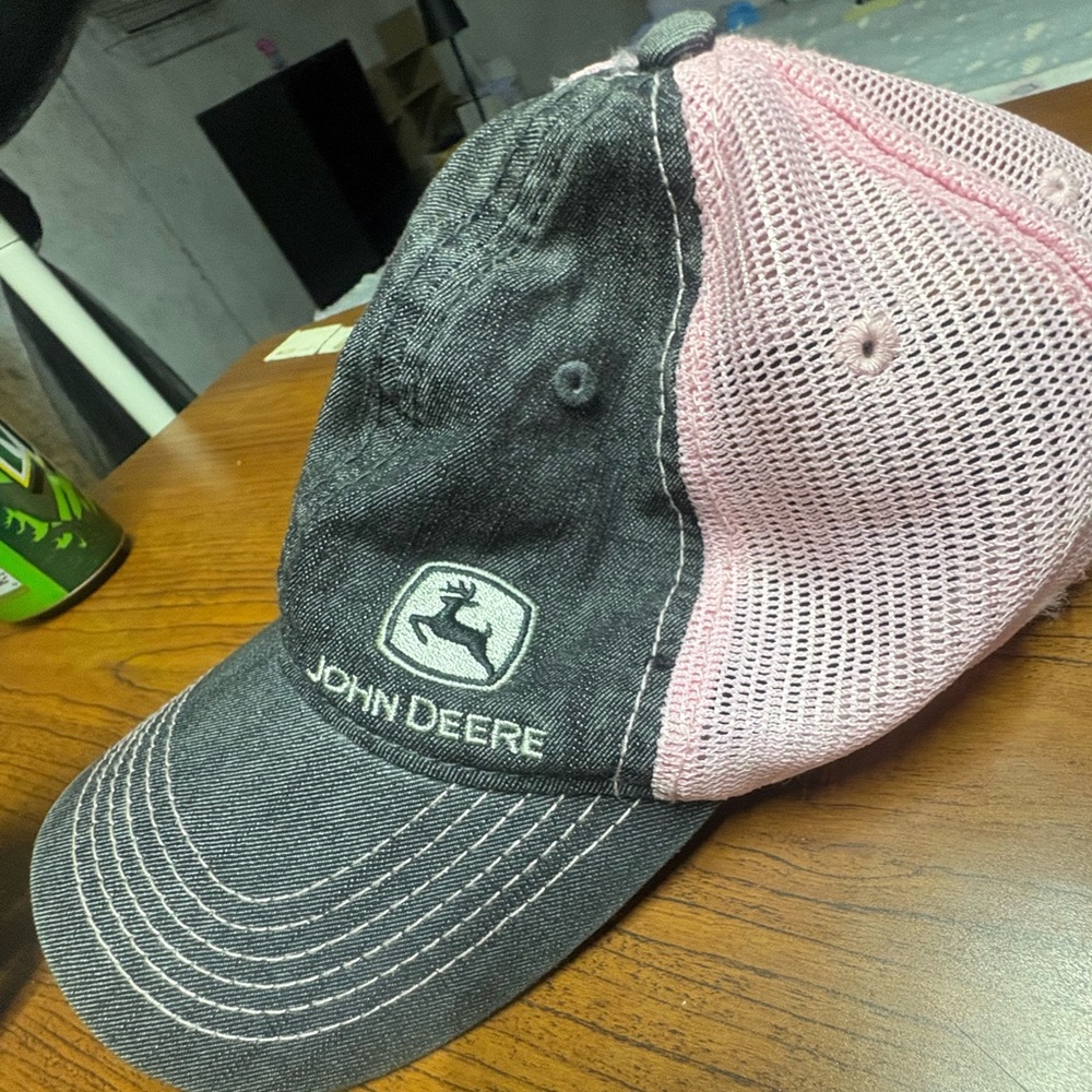 John Deere Black Front Pink Mesh Women's Trucker Hat